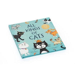 Jellycat All Kinds Of Cats Book, a view of the front cover showing different cats.