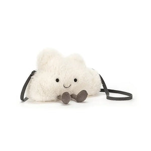 A cuddly Jellycat Amuseable Cloud Bag, perfect for storing your essentials or simply adding a touch of whimsy to your outfit.