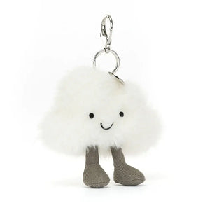 A cuddly Jellycat Amuseable Cloud Bag Charm, adding a touch of whimsy to any bag or outfit.