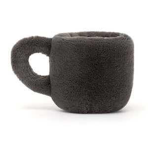 Back view of the Jellycat Coffee Cup plush, displaying its plush texture and embroidered details.