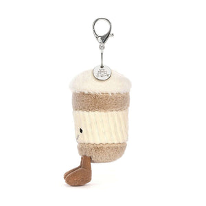 Side view of the Jellycat Coffee Cup Bag charm.