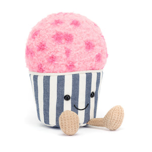 et ready for sweet cuddles with the Jellycat Amuseable Gelato! A textured pink scoop in a blue & cream striped cup, all smiles and ready for playtime.