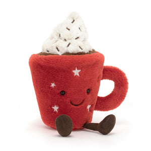 Front: Dive into cozy comfort with the Jellycat Amuseable Hot Chocolate! This plush mug with a fluffy "cocoa" filling is perfect for winter snuggles.