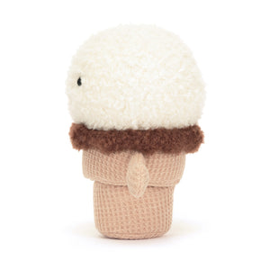 Jellycat Amuseable Ice Cream Cone  in all its glory! Showcasing its soft, textured cream scoop and detailed waffle cone.