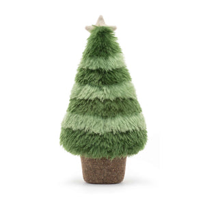 Cuddly Jellycat Amuseable Nordic Spruce Christmas Tree (back view) with linen effect pot.