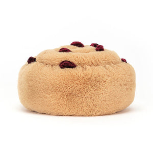 From behind the Jellycat Amuseable Pain Au Raisin children's soft toy.