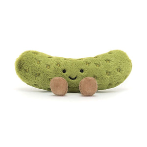 Meet Amuseable Pickle, the plush pal who brings cheer all year round! This charming gherkin features a contagious smile, huggable softness, and nutty cord boots, making him the perfect lucky charm (or just a quirky companion).