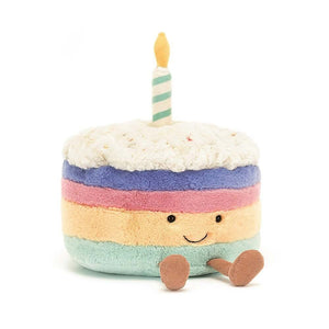 elebrate in style with the Amuseable Rainbow Birthday Cake! This 4-layer plush features vibrant colors, fluffy icing with chocolate flecks, and a cute candle. Perfect for birthday cuddles and imaginative play!