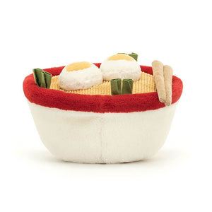 Don't miss the playful back! The Amuseable Ramen shows off its red & cream bowl design and the adorable texture of the cord noodles, making it a kawaii treat from any angle.