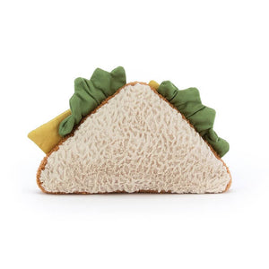 From behind the Jellycat Amuseable Sandwich children's soft toy.