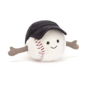 Swing into cuteness with the Jellycat Baseball! Super soft fur, red stitching & a perfectly angled navy cap with a thumbs-up! This cuddly champ is a home run!