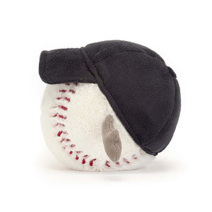 Get a side view of the cuddly Jellycat Baseball! 10cm of plush fun with realistic stitching & a thumbs-up! A perfect gift for baseball fans.