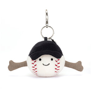 Front View: Score cuteness points with the Jellycat Sports Baseball Bag Charm! Realistic stitching and soft plush make it the perfect baseball fan accessory.