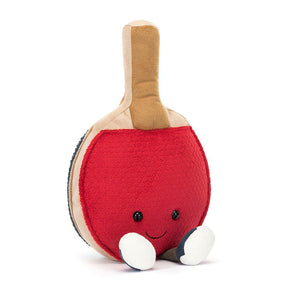 Ace your cuddle game with the Jellycat Amuseable Table Tennis! This playful plush boasts red & blue panels, suedette handle, and cream trainers. Serve up smiles & fun!