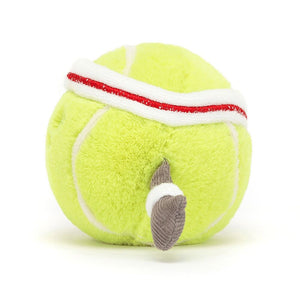 Serve up adorable details! See the Jellycat Tennis Ball's yellow fur, cute head & wrist bands, and stitched smile from the side. A winner for playtime & snuggles.