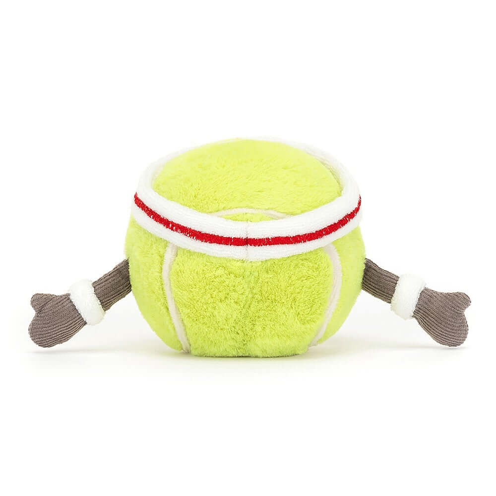 Don't miss the match point! The Jellycat Tennis Ball shows off its playful stitching & matching headband, making it a fun friend from any angle.