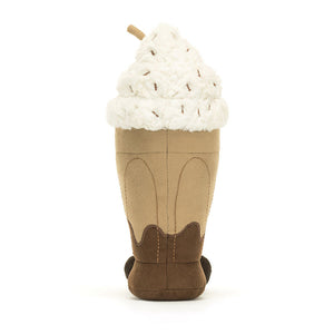 Back view of Jellycat Amuseables Chocolate Milkshake plush, highlighting its fluffy whipped cream detail.