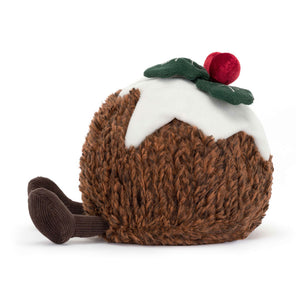 Don't Miss the Sides! The Jellycat Amuseable Christmas Pudding Boasts Soft Fur, Red Berries & Adorable Stitched Leaves.