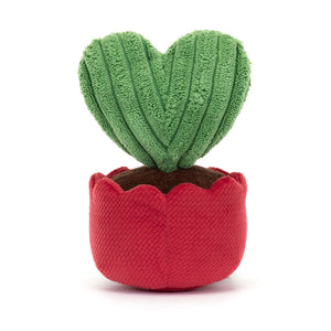 Back View: Jellycat Amuseables Kerrii Cactus, with a loveable red plush plant pot.