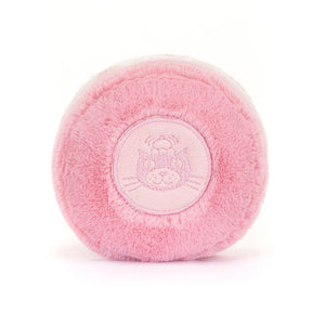 Back view of the Jellycat Amuseables Mia Macaron plush, featuring the embroidered Jellycat logo.