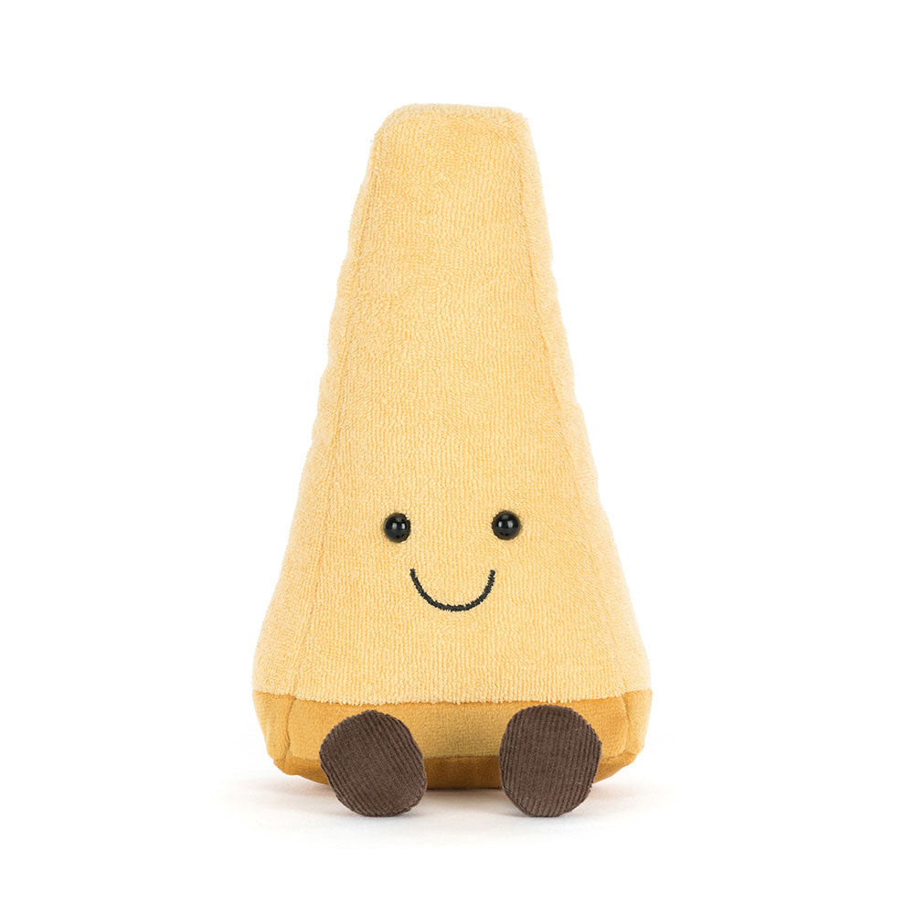 Front-facing Jellycat Parmesan plush sitting upright with stitched smile.