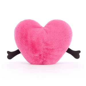 Back view of Jellycat Amuseables Pink Heart Large highlighting its smooth texture and vibrant colour.