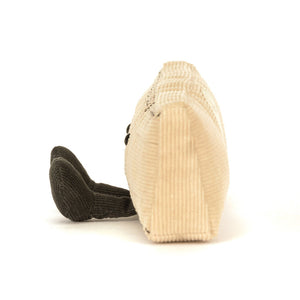 Side view showing the thickness and cordy texture of the ruler soft toy