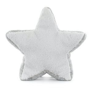 Back view of Jellycat Amuseables Silver Star plush showing soft grey fabric and star shape.