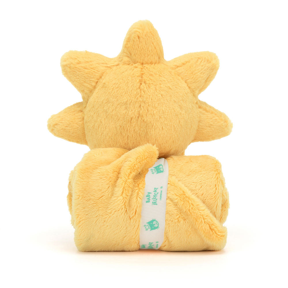 Back view of Jellycat Amuseable Sun Soother displaying fluffy sun rays.
