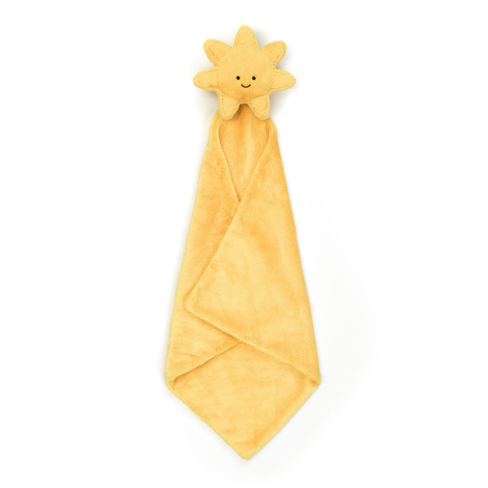 Unrolled Jellycat Amuseable Sun Soother with blanket fully spread out.