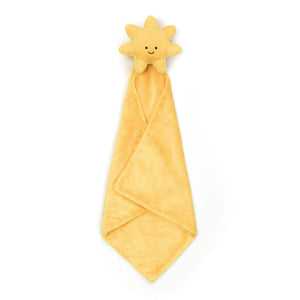 Unrolled Jellycat Amuseable Sun Soother with blanket fully spread out.