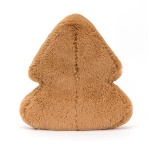 Side View: A side view of a cuddly tree cookie toy, showcasing its three-dimensional shape and detailed features.