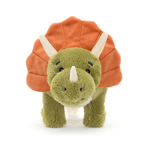 Archie Dinosaur roars with cuteness! This timeless triceratops features soft fur, charming suede accents & a joyful grin. Perfect for dino lovers of all ages.