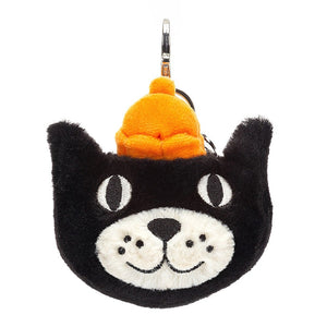 A must-have for any Jellycat fan! A cute and cuddly Jellycat bag charm in the shape of a black and cream kitten with an orange jelly crown. Perfect for attaching to your bag or backpack.