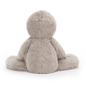 Back View: Cuddly Bailey Sloth from Jellycat, showcasing luxuriously soft mocha fur.