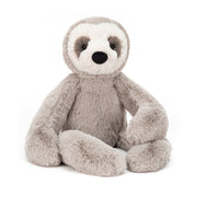 Straight On View: Super soft Jellycat Bailey Sloth with soothing mocha fur, big brown eyes, and a sweet bobble nose.