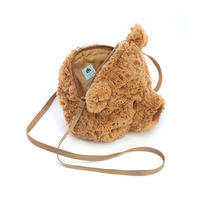 Peek inside the Bartholomew Bear Bag! The caramel lining keeps your treasures safe. This adorable bag combines style & practicality for fashion-forward kids.