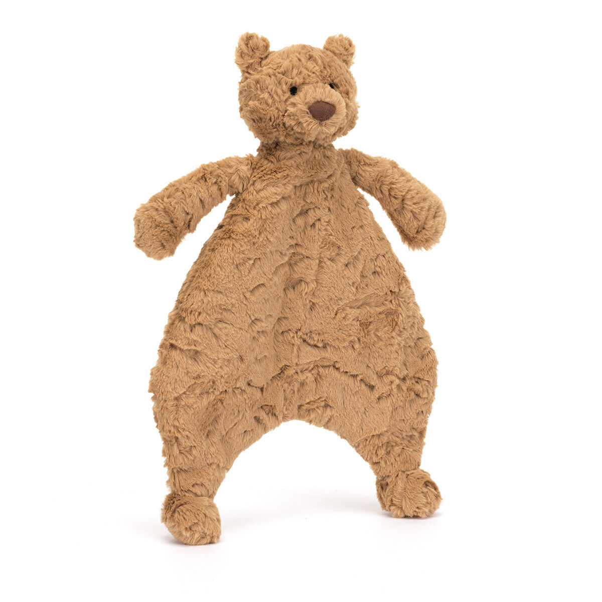 Cuddly Comfort: A cozy Jellycat Bartholomew Bear Comforter at an angle, showcasing its super-soft fur and inviting design.