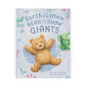 Jellycat Bartholomew Bear and the Snow Giants hardback book with illustrated bear on snowy cover.