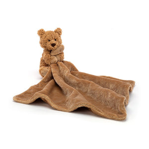 Toffee-colored Jellycat Bartholomew Bear stretches out a luxuriously soft, fudge-brown blanket, inviting cuddles and bedtime stories.