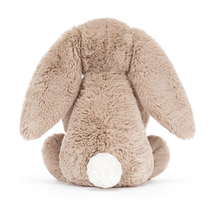 Back view of the Jellycat Birthday Bunny, highlighting its soft, plush fur and adorable white tail.