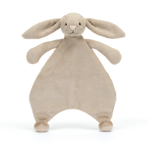 Cuddly Comfort: The Jellycat Bashful Beige Bunny Comforter features a luxuriously soft bunny and a dreamy blanket, perfect for naptime snuggles.