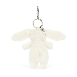  A rear view of Jellycat Bashful Bunny Cream Bag Charm.