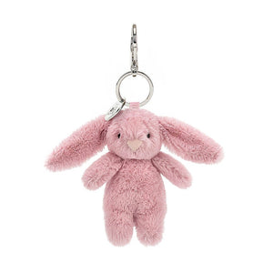 Bashful Bunny Tulip Bag Charm has a blush berry fur, a pale pink nose and a silver clip.