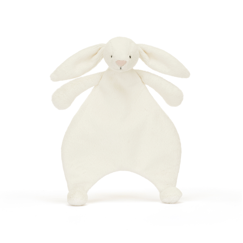 Front-On: Sweet dreams guaranteed! The Jellycat Bashful Cream Bunny Comforter features a super soft bunny and a cuddly cream blanket.