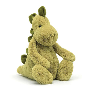 Forget scales, meet the soft & cuddly Bashful Dino! This mossy pal boasts stomper-feet, a friendly snout & squishy spines. Perfect for prehistoric cuddles!