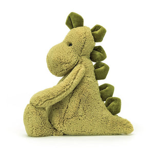 ee the playful details of the Bashful Dino! This soft friend boasts stomper-feet, a friendly snout & squishy spines, ready for dino-sized adventures.