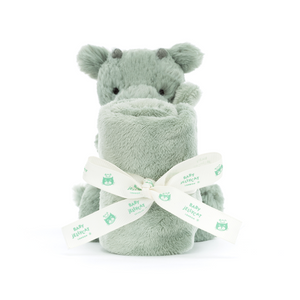  Adorable Jellycat Bashful Dragon Soother facing front emphasizing its soft moss-green fur.