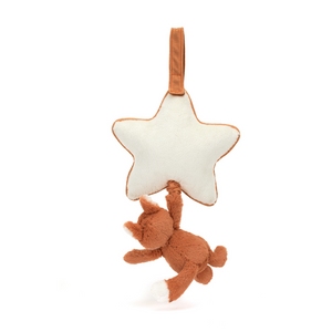 Foxy Friend & Soothing Sounds: The Jellycat Bashful Fox Cub Musical Pull offers a cuddly fox pal with a music box on its back, playing calming lullabies. (Back view)