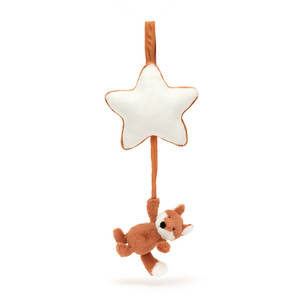 Lullaby Time! Pull the star on the Jellycat Bashful Fox Cub Musical Pull for a gentle lullaby and a playful fox friend.